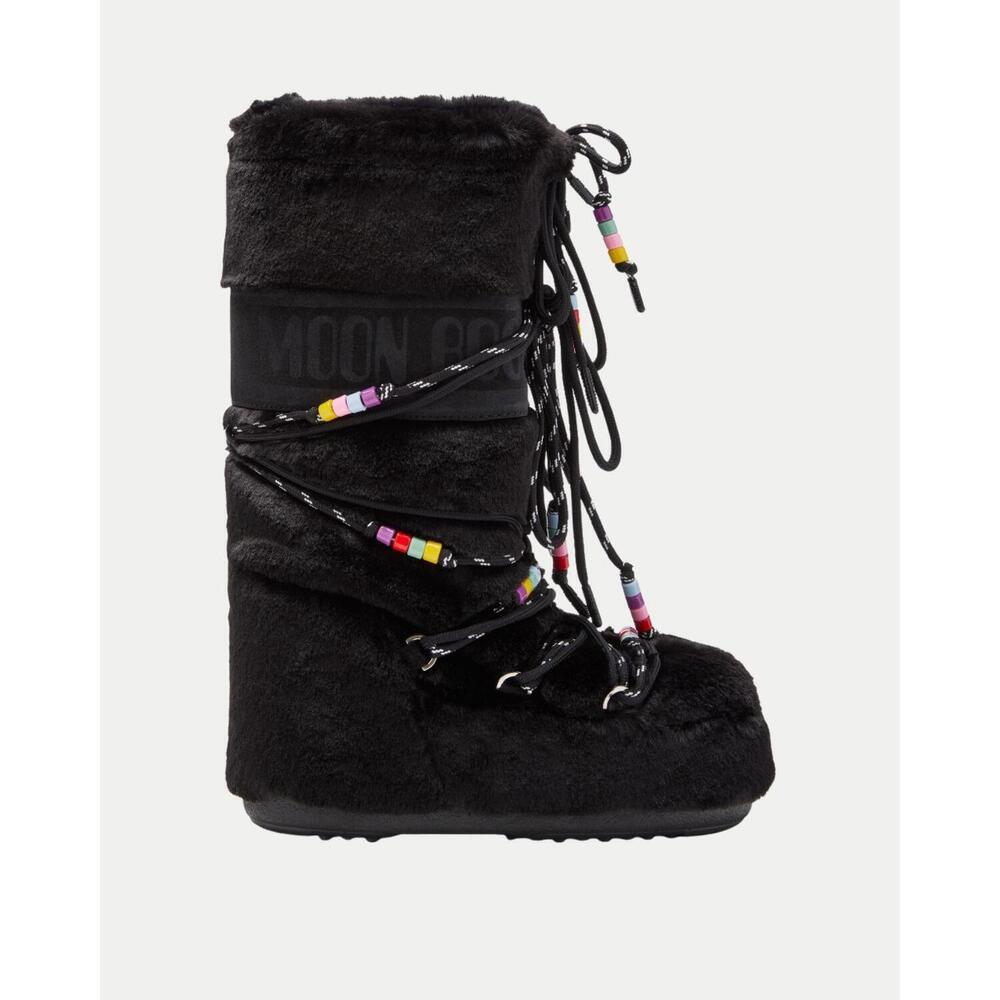 NEW MOON BOOT kid's icon faux fur beads tall boot in black